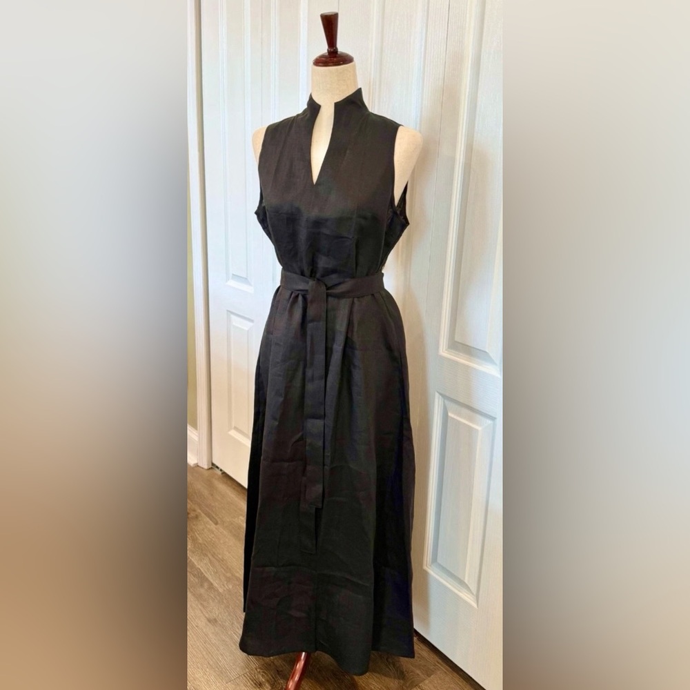 Black Sleeveless Linen Dress
